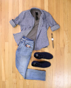 Navy Desert Boots with Jeans Outfit Grid